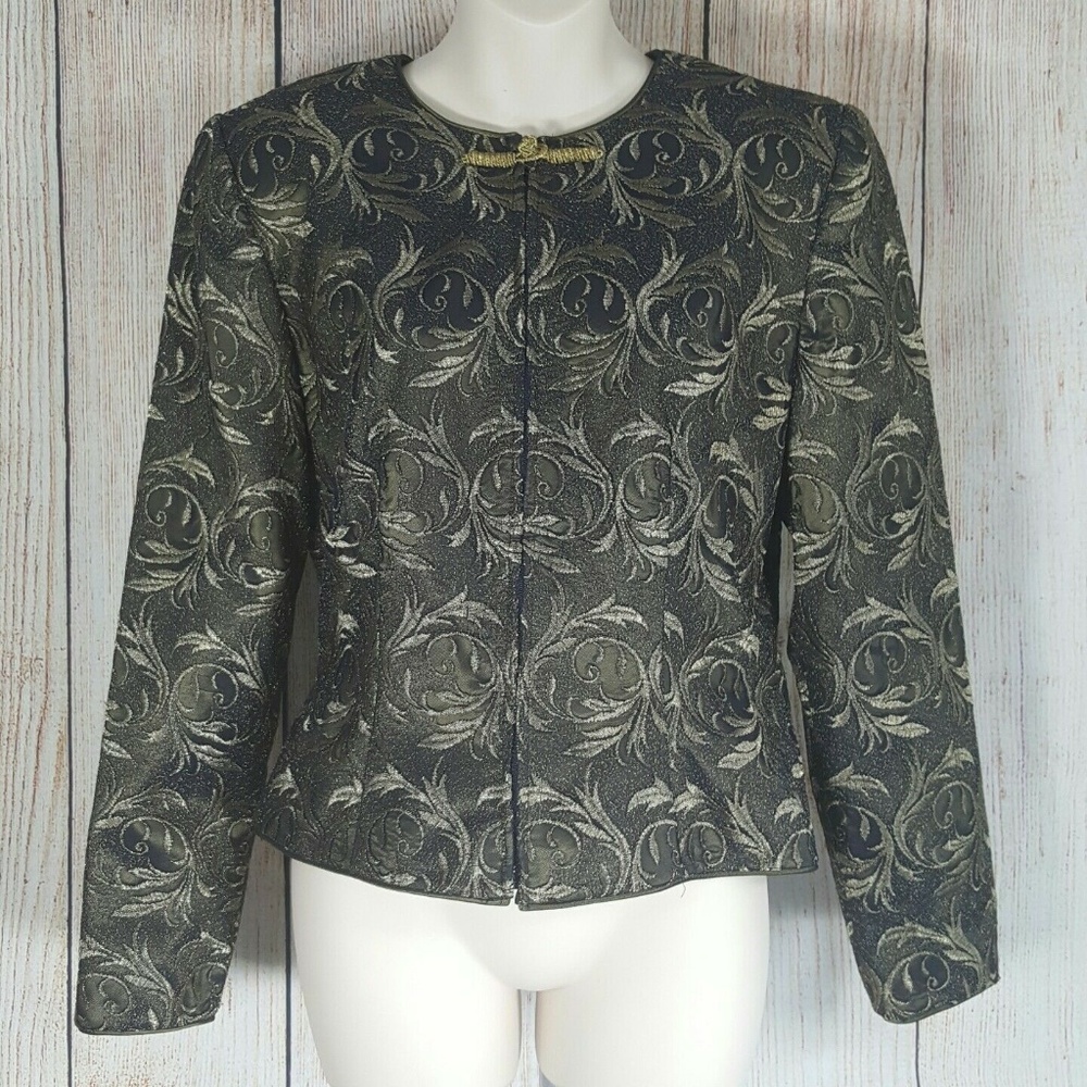 After Five Vintage Zipper Front Jacket Blazer Lace